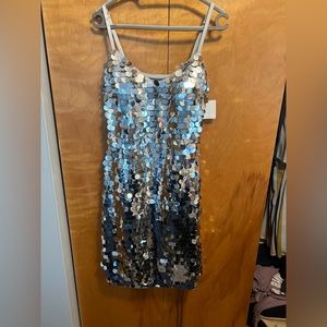 Guess sequin silver disco dress